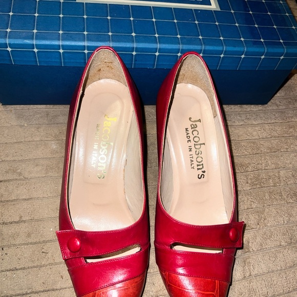 Vintage Jacobson’s  Red Leather Women's Shoes size 5 M - Picture 1 of 4